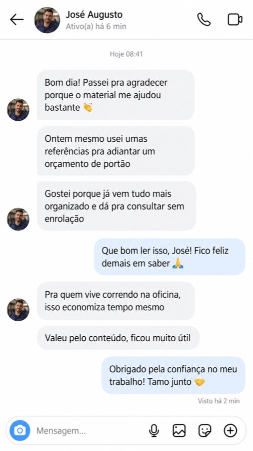 Print de conversa sobre o material, depoimento 1