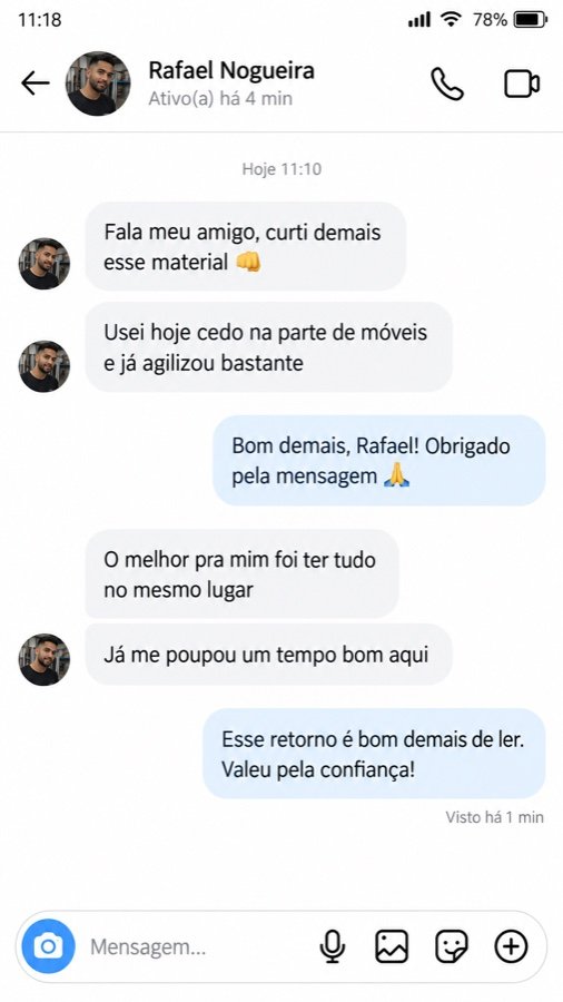 Print de conversa sobre o material, depoimento 3