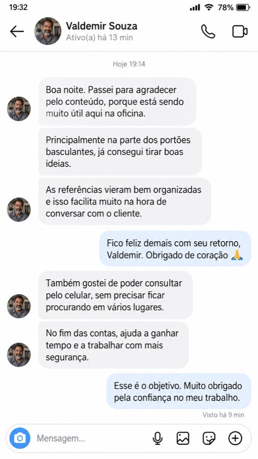 Print de conversa sobre o material, depoimento 4