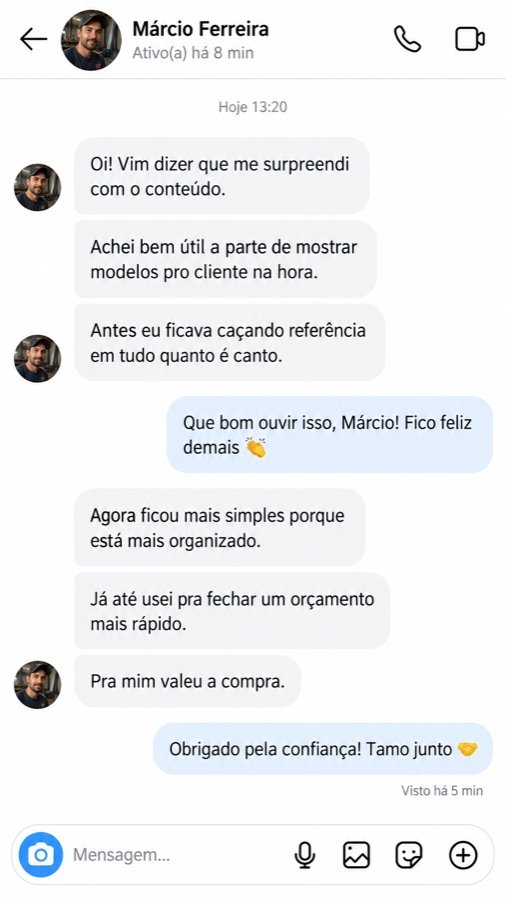 Print de conversa sobre o material, depoimento 5