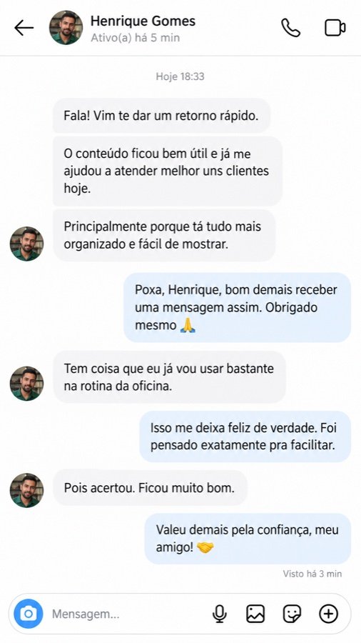 Print de conversa sobre o material, depoimento 10